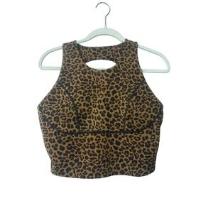 Zyia Active Leopard Print Cutout Crop Tank Top Size L